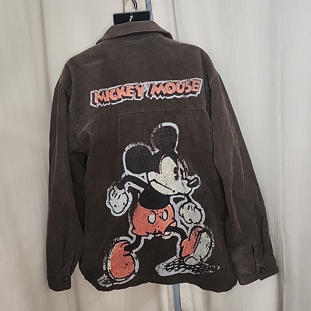 Men's Jacket Brown Corduroy DISNEY Angry Mickey Mouse Barn Coat SZ 2XL Vintage